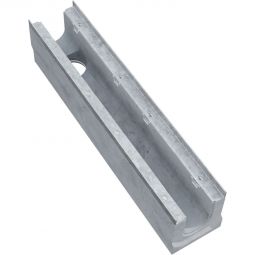 BIRCOsir 100 Entwässerungsrinne Nr. 0/0 ohne Gefälle mit Ablauf DN 110 Schwerlastfähige Entwässerungsrinne aus Beton mit feuerverzinkter 4 mm Massivstahlzarge und Sicherheitsfalz