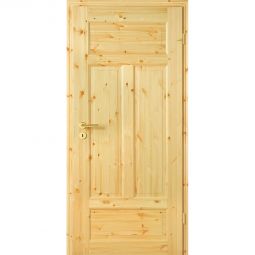 Kilsgaard Zimmertür mit Zarge Set Typ 02/04-N Holz Kiefer unbehandelt einfach konfigurierbar, Profilzarge und Türblatt mit Eckkante aus Massivholz