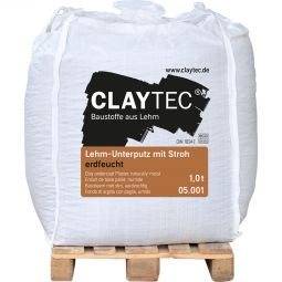 CLAYTEC Lehm-Unterputz grob mit Stroh, ERDFEUCHT Sand 0-2 mm, Stroh 30 mm, in zwei Größen
