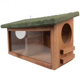 Windhager Eichhörnchen Futterhaus Futterstation XL Überwinterung Großzügige Winter-Futterstelle aus Holz mit Sichtfenster