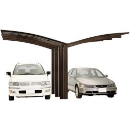 XIMAX Aluminium Carport Portoforte Y Mattbraun Unterstand verschiedene Varianten, freitragender Doppelcarport