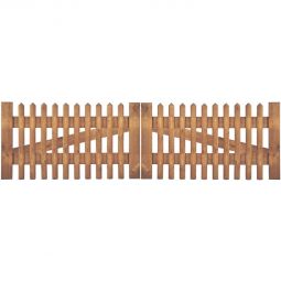 T&J Vorgartenzaun Senkrechtzaun Doppeltor Doppeltor aus kesseldruckimprägniertem Holz, 300x80 cm oder 300x100 cm, mit verzinkten Nägeln und 6 cm Lattenabstand