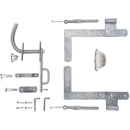 T&J Beschlag für Lamellen- und Maxi-Zauntor  L-Tor-Beschlag aus verzinktem Metall, inkl. Torbänder & Drückergarnitur – ideal für Lamellen- und Maxi-Tore, langlebig & witterungsfest