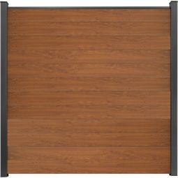 GroJa BasicLine schmal PVC-Steckzaun Sichtschutzzaun Golden Oak Sichtschutz Steckzaun Lamellenzaun Bausatz aus 12 schmalen Füllungen, Stahlverstärkungen, Abschlussprofil und 2 Distanzstücken, 180x180x1,9 cm