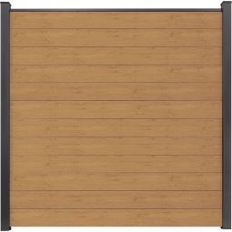 GroJa BasicLine schmal PVC-Steckzaun Sichtschutzzaun Asteiche Natur Sichtschutz Steckzaun Lamellenzaun Bausatz aus 12 schmalen Füllungen, Stahlverstärkungen, Abschlussprofil und 2 Distanzstücken, 180x180x1,9 cm