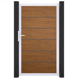 GroJa Einzeltor BasicLine Premium PVC-Steckzaun Golden Oak  Hochwertiger Aluminiumrahmen, vielseitige Farbauswahl, Größe von 100x180x4 cm