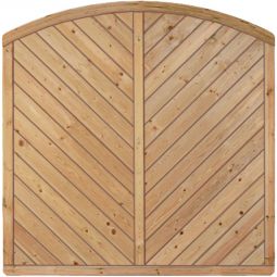 T&J Sichtschutzzaun CLASSIC Diagonal mit Rundbogen Sichtschutz Lamellenzaun Classic Sichtschutzzaun Diagonal mit Rundbogen aus imprägnierter Fichte, Edelstahlklammerung und geschwungener Form