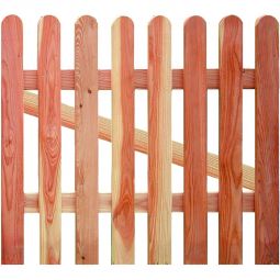 T&J Vorgartentür ANHOLT  Vorgartentür ANHOLT 100x80 cm aus Lärche, mit glatt gehobelten Latten, gerundetem Kopf, Edelstahlklammerung und passenden Pfosten