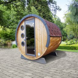 wolff Finnhaus Saunafass Mini Fichte mit 3 Fenstern Gartensauna Sockelmaß 205x160 cm