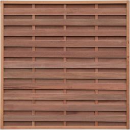 T&J Sichtschutzzaun FORTIS Dichtzaun aus Keruing Sichtschutz Lamellenzaun FORTIS-Dichtzaun 180x180 cm aus Keruing-Holz mit 42x42 mm Rahmen und fein geriffelten 8x100 mm Lamellen für langlebigen Sichtschutz