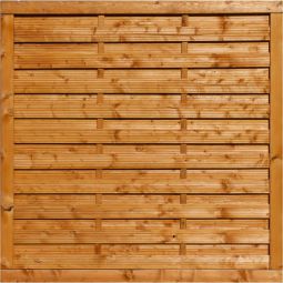 T&J Sichtschutzzaun SUNLINE Dichtzaun Sichtschutz Lamellenzaun SUNLINE Dichtzaun 180x180 cm aus Kiefer/Fichte, pinienfarbig lasiert, 45x90 mm Rahmen und 8,5x90 mm glatte Lamellen