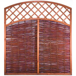 T&J DARGO Weidengeflechtzaun Doppelbogen Sichtschutz DARGO Weidengeflechtzaun Doppelbogen 180x180/200 cm aus ölbehandelter Weide mit braun gebeiztem Kieferrahmen für natürlichen Sichtschutz
