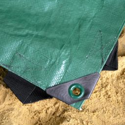 Sandkastenabdeckplane 1,5x1,5m grün ringsum geöst, Ösenabstand 50cm