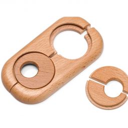 HARO Doppelheizkörperrosette Innendurchmesser 19 mm Buche Massivholz, 122x58x11 mm, werkzeuglose Montage