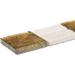 Bordüren Kombi Alessandria Marmor Weiß Glas Gold 30x5 cm Mosaikfliesen auch als Muster erhältlich