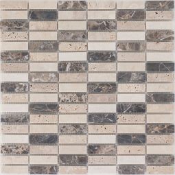Natursteinmosaik Parallel Atlas Travertin / Beige Marmor Emparador getrommelt 30,5x30,5 cm Mosaikfliesen auch als Muster erhältlich