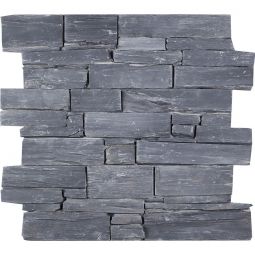 Wandverblender Naturstein auf Zement Schwarz 55x20x3-4cm Riemchen auch als Muster erhältlich