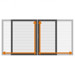 TraumGarten Doppeltor auf Maß Sichtschutzzaun SYSTEM ALU PLUS Weiß Ausschäumte Aluminium-Profile im modernen Design, pflegeleicht, stabil und wetterfest, Breite bis 360 cm, Höhe bis 180 cm