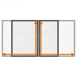 TraumGarten Doppeltor auf Maß Sichtschutzzaun SYSTEM BOARD Marmor Weiß Beschichteter Edelstahlrahmen mit Aluminium-Laibung, Aluverbund-Füllung, pflegeleicht, maßgefertigt, inkl. Schloss, Beschlagsatz, Bodenschieber