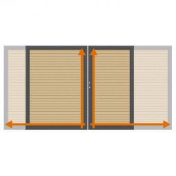 TraumGarten Doppeltor auf Maß Sichtschutzzaun SYSTEM RHOMBUS Lärche Widerstandsfähiger Edelstahlrahmen mit ausgeschäumten Rhombusprofilen aus Aluminium, gefertigt auf Wunschmaß