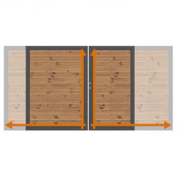 TraumGarten Doppeltor auf Maß Sichtschutzzaun SYSTEM RHOMBUS THERMO-HOLZ Thermisch behandeltes Rhombus-Holz im Aluminium-Rahmen, langlebig, wetterfest und pflegeleicht, Breite bis 360 cm, Höhe bis 180 cm