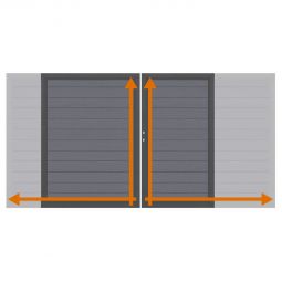 TraumGarten Doppeltor auf Maß Sichtschutzzaun SYSTEM WPC CLASSIC Anthrazit Massives WPC-Tor mit pulverbeschichtetem Doppelrahmen, zwei Sichtseiten, splitterfrei, pflegeleicht, bis 360x180 cm