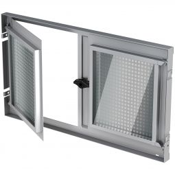 ACO Stahlkellerfenster 100x100cm Zweiflügelig Fenster Sicherheitsscheibe, inkl. Mauerverbinder und drehbarem Schutzgitter