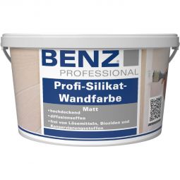 BENZ PROFESSIONAL Profi-Silikat-Wandfarbe weiß für Kalk- und Zementputz, Beton, Backstein und Raufasertapeten