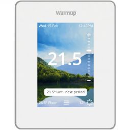 Warmup 7iE Smart Matter WiFi Thermostat weiß Smart vernetztes Design-Thermostat mit automatischer Heizoptimierung, für elektrische und wassergeführte Fußbodenheizungen, Touchscreen (3,5