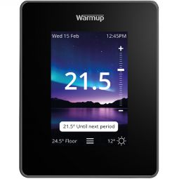 Warmup 7iE Smart Matter WiFi Thermostat schwarz Smart vernetztes Design-Thermostat mit automatischer Heizoptimierung, für elektrische und wassergeführte Fußbodenheizungen, Touchscreen (3,5