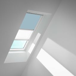 VELUX Verdunkelungs-Rollo Duo DFD Himmelblau/Weiß 4576 Schutz gegen Hitze, für verschiedene VELUX-Dachfenster geeignet