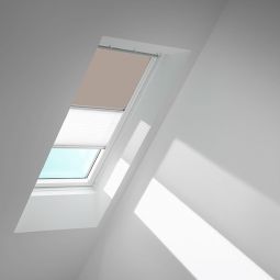 VELUX Verdunkelungs-Rollo Duo DFD Helltaupe/Weiß 4580 schutz gegen Hitze, für verschiedene VELUX-Dachfenster geeignet