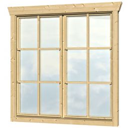 Skan Holz Doppelfenster 2x57,5x123,5cm für Gartenhaus 45mm mit Dreh- und Kippfunktion