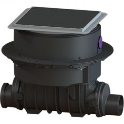 KESSEL Grundkörper-Reinigungsrohr Controlfix Unterflurinstallation Komplettset zum Einbau in die Bodenplatte mit schwarzer Abdeckung


