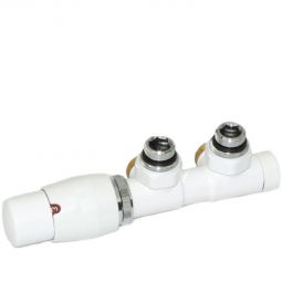 Ximax Heizkörper Zubehör Mittenanschlussgarnitur Twins Eck Eck-Ausführung Weiß Set mit Thermostatkopf, einfache Montage, langlebig