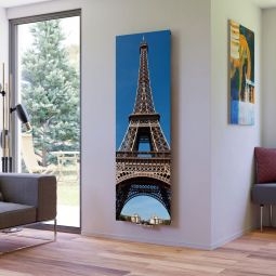 Ximax Raumheizkörper Design Heizkörper P1 Plan Print Eiffelturm vertikal Eleganter Designheizkörper mit 50 mm Mittelanschluss, glatte bedruckte Front mit dem Pariser Eiffelturm