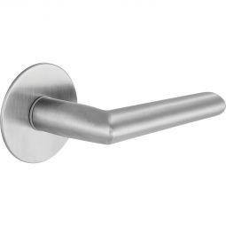 Kilsgaard Griffpaar Stockholm Türklinke Edelstahloptik mit runder Rosette und Hochhaltefeder