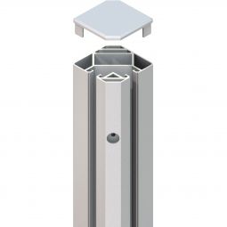 TraumGarten Sichtschutzzaun SYSTEM Eck-Klemmpfosten Silber für die Eck-Montage von SYSTEM Zaunfeldern, verschiedene Höhen
