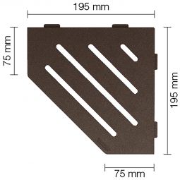 Schlüter-SHELF-E-S2 TSOB WAVE  Alu strukturbeschichtet bronze fünfeckige Ablage, 195x195 mm