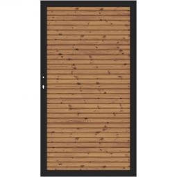 TraumGarten Sichtschutzzaun SYSTEM NEO THERMO-HOLZ Tor Tor 98x180 cm mit 18 Holzprofilen & Metallrahmen in Anthrazit – DIN li./re. montierbar, stabil & witterungsfest