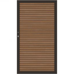 TraumGarten Sichtschutzzaun SYSTEM NEO PLATINUM Tor teak-braun Einzeltor 98x180 cm mit Alurahmen & 12 ummantelten WPC-Profilen – witterungsbeständig & DIN li./re. anschlagbar