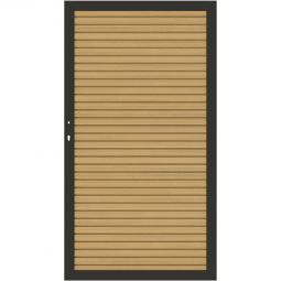 TraumGarten Sichtschutzzaun SYSTEM NEO PLATINUM Tor lärche Einzeltor 98x180 cm mit Alurahmen & 12 ummantelten WPC-Profilen – witterungsbeständig & DIN li./re. anschlagbar