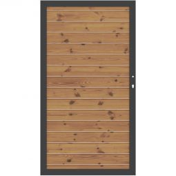TraumGarten Sichtschutzzaun SYSTEM Rhombus Thermo-Holz Tor Tor 98x180 cm mit 16 Rhombusprofilen & Metallrahmen in Anthrazit – DIN li./re., stabil & wetterfest