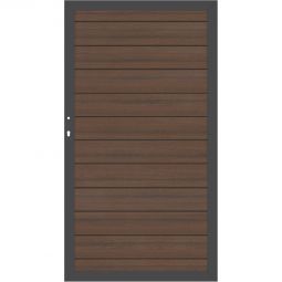 TraumGarten Sichtschutzzaun SYSTEM WPC Platinum Tor Braun/Anthrazit Aluminiumrahmen 66x40 mm, WPC-Platinum-Profile, 98x180 cm, stabil, wartungsarm, DIN rechts/links, inkl. Beschlagsatz