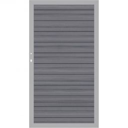 TraumGarten Sichtschutzzaun SYSTEM WPC Platinum Tor Grau/Silber Aluminiumrahmen 66x40 mm, WPC-Platinum-Profile, 98x180 cm, stabil, wartungsarm, DIN rechts/links, inkl. Beschlagsatz