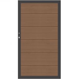 TraumGarten Sichtschutzzaun SYSTEM WPC XL Gartentor Mandel, Rahmen Anthrazit Tor 98x180 cm mit 6 XL-WPC-Profilen & Metallrahmen – DIN li./re., wetterfest & systemkompatibel