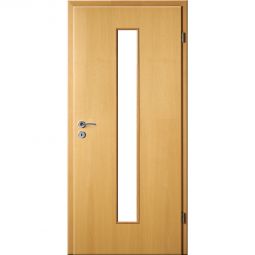 Kilsgaard Zimmertür mit Lichtausschnitt/Glas schmal mittig Buche Lamikor Typ 43/LA05 Rundkante Naturidentische CPL Oberfläche, pflegeleicht, stoß- und kratzfest, Lichtausschnitt mittig 184x1586 mm