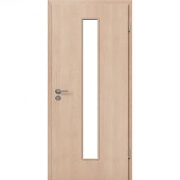 Kilsgaard Zimmertür mit Lichtausschnitt/Glas schmal mittig Nova Ahorn Lamikor Typ 43/LA05 Rundkante Naturidentische CPL Oberfläche, pflegeleicht, stoß- und kratzfest, Lichtausschnitt mittig 184x1586 mm