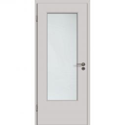 Kilsgaard Zimmertür mit Lichtausschnitt Uni Grau Lamikor Typ 43/LA Eckkante Ohne Verglasung, inkl. Schloss und 2-teiligen Bändern