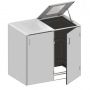 Binto Mülltonnenbox 2er-Box HPL-Grau Edelstahl-Klappdeckel Mülltonnenverkleidung